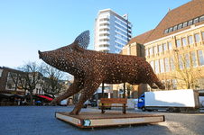 839718 Afbeelding van het beeld Ode aan het Varken van kunstenares Jantien Mook op de Neude te Utrecht.N.B. Het beeld ...